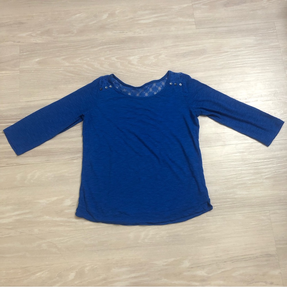 Express Women’s Blue Blouse With Floral Pattern on Back | Small